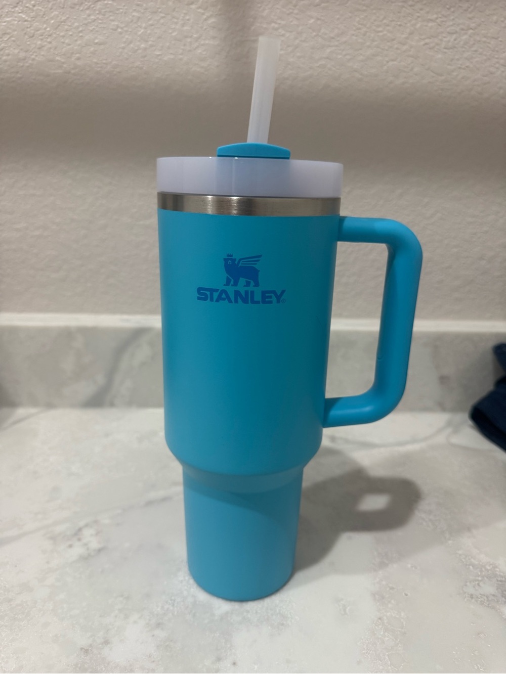 Stanley Blue Insulated Travel Tumbler with Handle and Straw